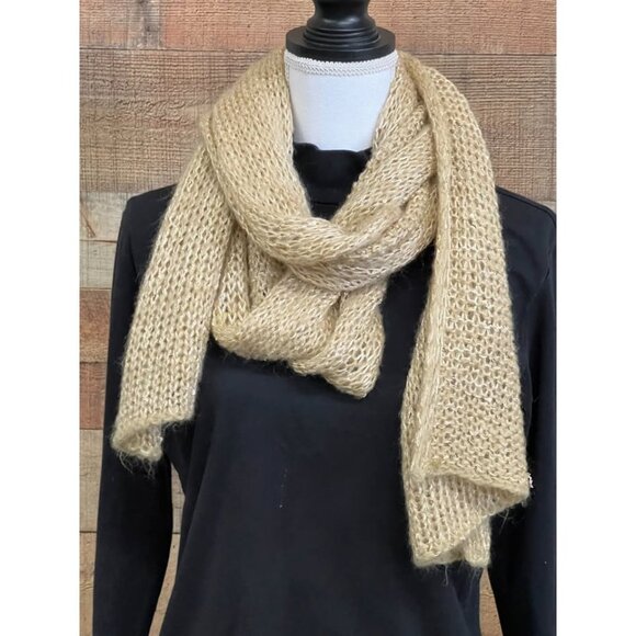 Gold Acrylic Knit Scarf - Picture 1 of 6